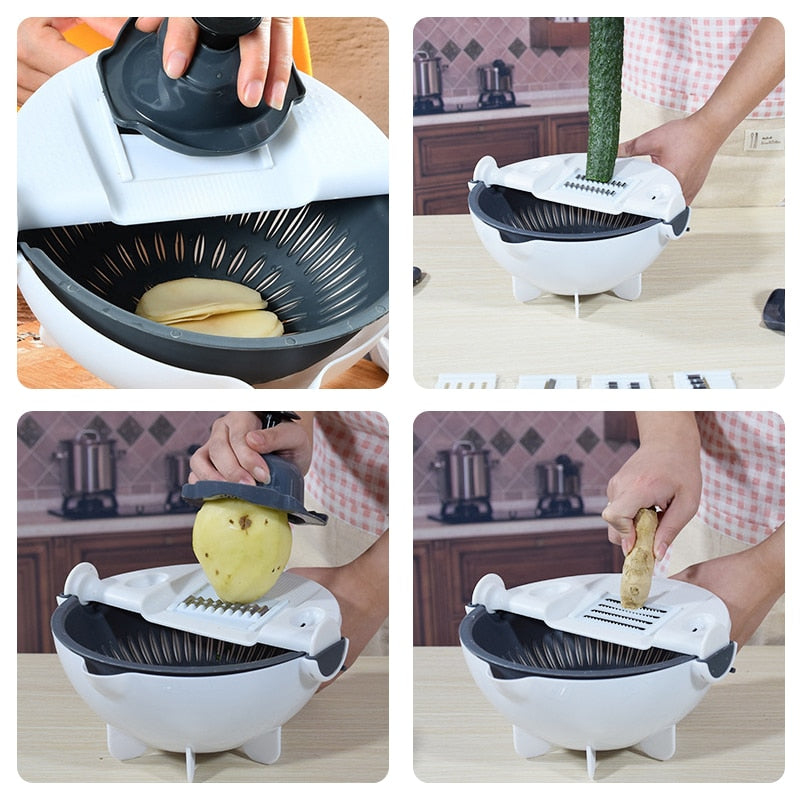 Multifunctional Vegetable Cutter With Drain Basket